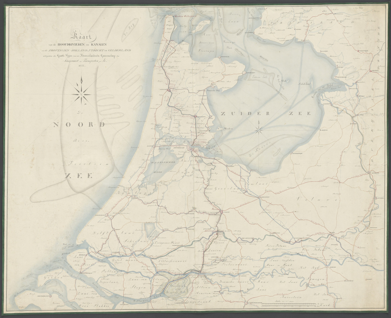 Wegen hoofdrivieren en kanalen in Holland Utrecht en Gelderland 1822